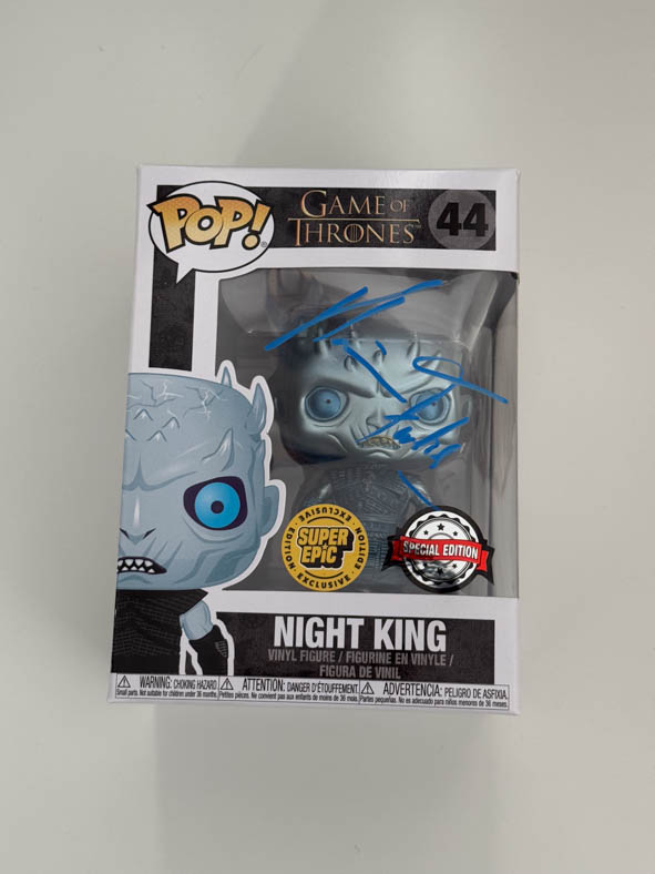 Vladimir Furdik aka Night King original autograph on Game of Thrones Funko Pop 44 Special Edition - blue