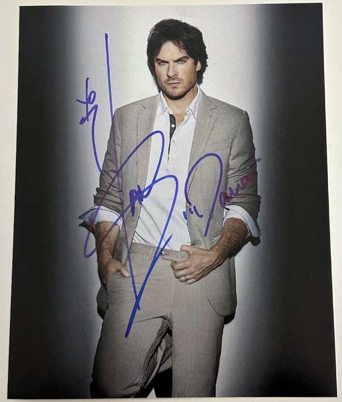 Ian Somerhalder aka Damon Salvatore original autograph on 8x10 Vampire Diaries photo 