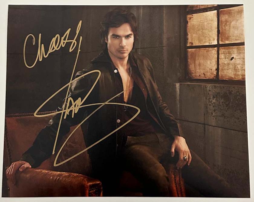 Ian Somerhalder aka Damon Salvatore original autograph on 8x10 Vampire Diaries photo 