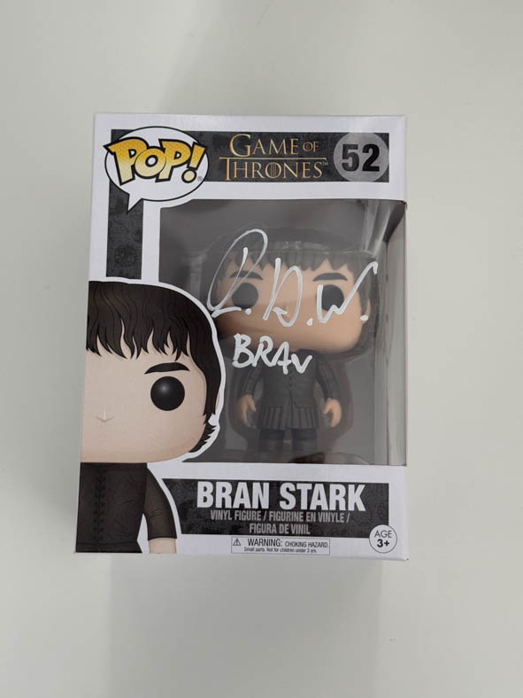 Isaac Hempstead-Wright aka Bran Stark original Autogramm mit Charakter Name auf Game of Thrones Funko Pop 52 - white