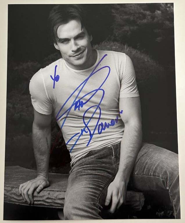 Ian Somerhalder aka Damon Salvatore original Autogramm auf 20x25 Vampire Diaries Foto
