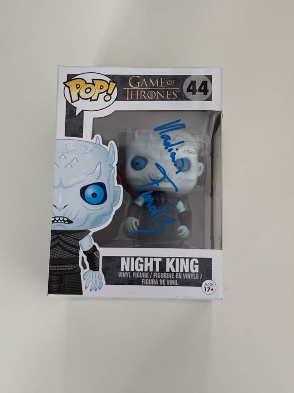 Vladimir Furdik aka Night King original autograph on Game of Thrones Funko Pop 44 - blue