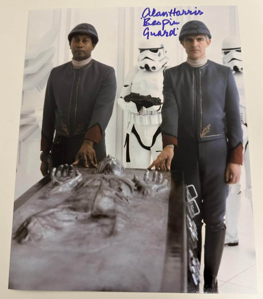 Alan Harris original Autogramm auf 20x25 Star Wars Foto