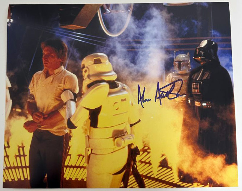 Alan Austen original Autogramm auf 20x25 Star Wars Stormtrooper Foto
