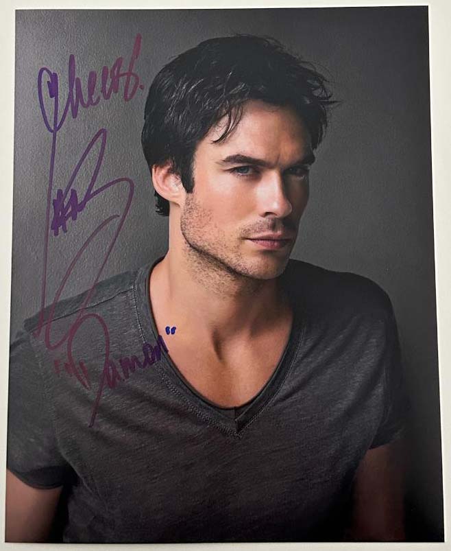 Ian Somerhalder aka Damon Salvatore original autograph on 8x10 Vampire Diaries photo 