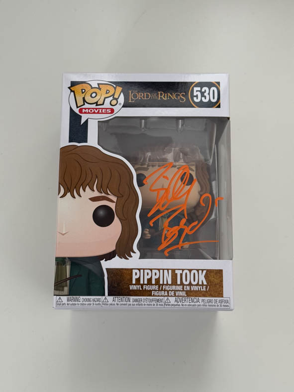 Billy Boyd aka Pippin Took original Autogramm auf Herr der Ringe Funko Pop 530 - orange