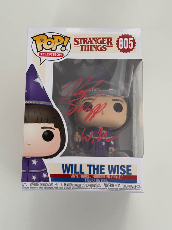 Noah Schnapp aka Will original Autogramm mit Charaktername auf Stranger Things Funko Pop 805 - rot