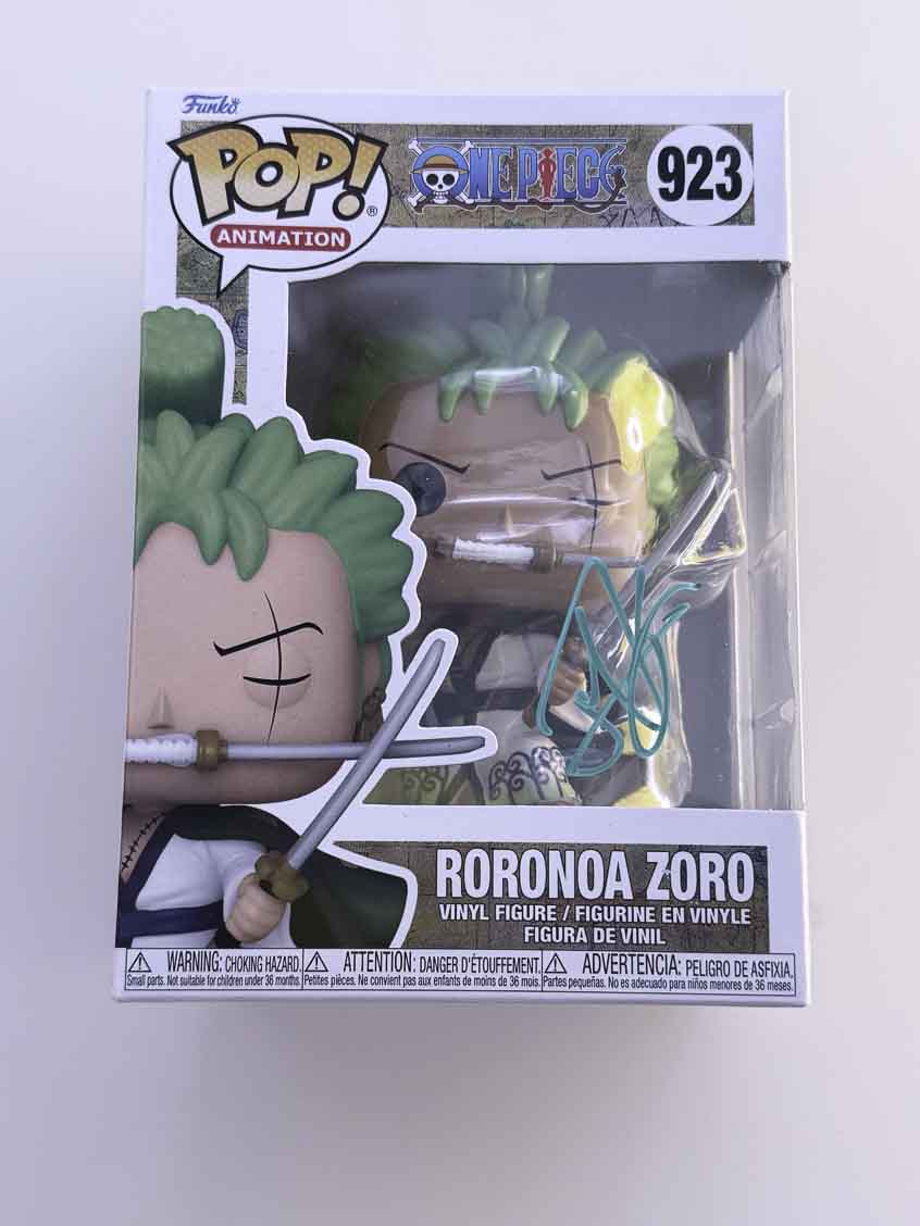 Mackenyu aka Roronoa Zoro original autograph on One Piece Funko Pop 923 - green