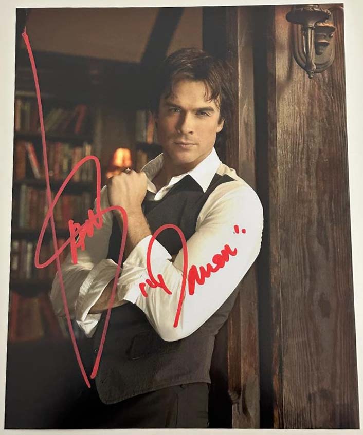 Ian Somerhalder aka Damon Salvatore original autograph on 8x10 Vampire Diaries photo 