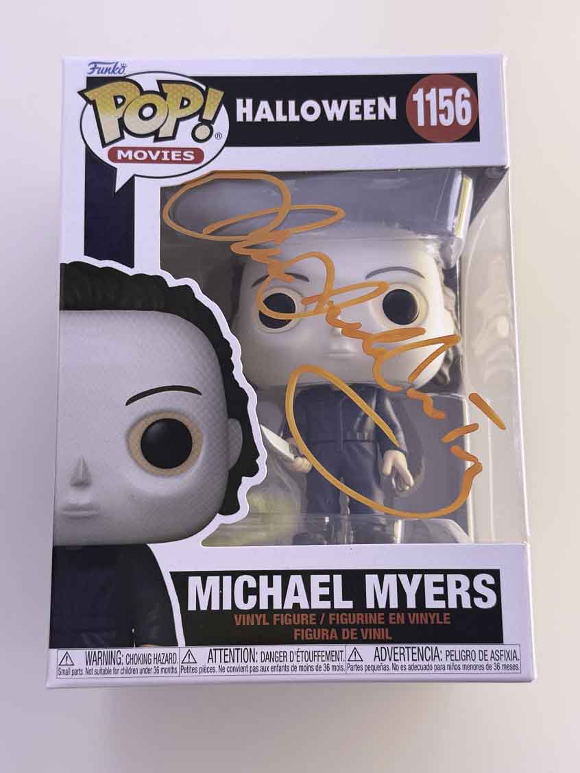  James Jude Courtney aka Michael Myers original autograph on Halloween Funko Pop 1156 - orange