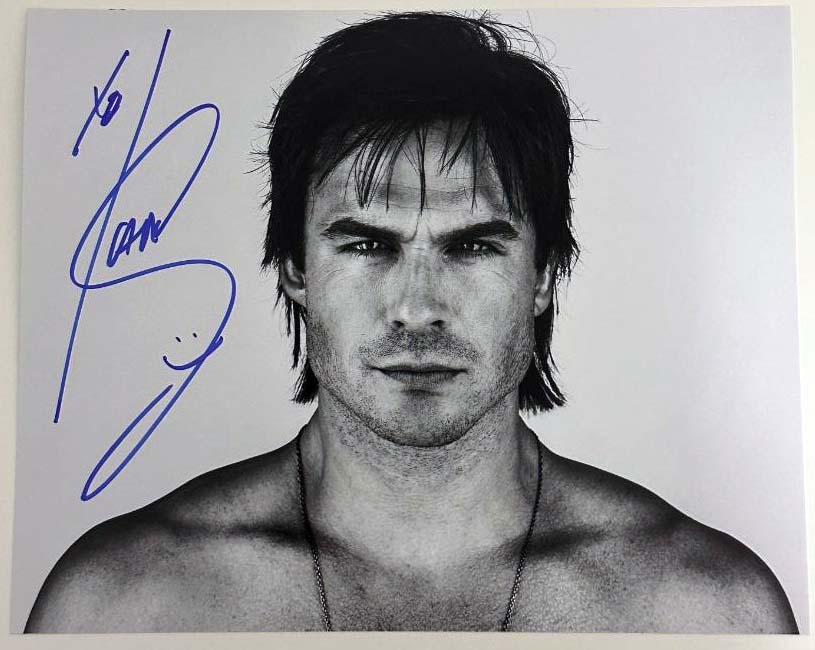 Ian Somerhalder aka Damon Salvatore original autograph on 8x10 Vampire Diaries photo 
