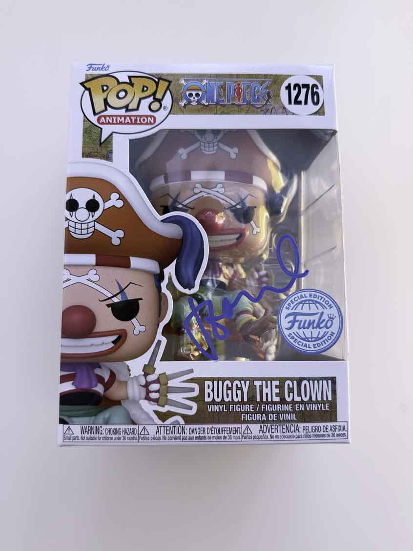 Jeff Ward aka Buggy the Clown original autograph on One Piece Funko Pop 1276 - blue
