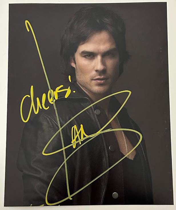 Ian Somerhalder aka Damon Salvatore original autograph on 8x10 Vampire Diaries photo 