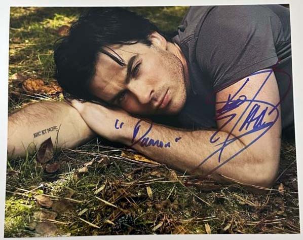 Ian Somerhalder aka Damon Salvatore original autograph on 8x10 Vampire Diaries photo 