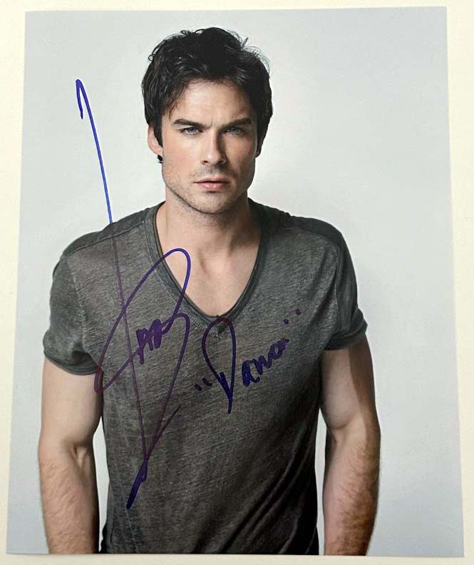 Ian Somerhalder aka Damon Salvatore original autograph on 8x10 Vampire Diaries photo 