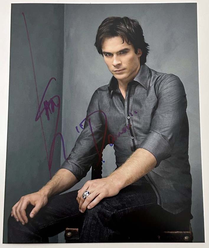 Ian Somerhalder aka Damon Salvatore original autograph on 8x10 Vampire Diaries photo 