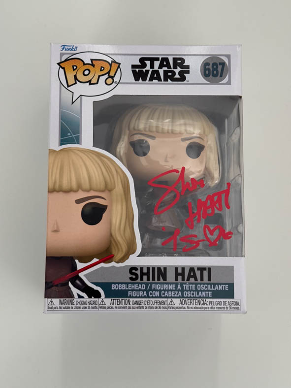 Ivanna Sakhno aka Shin Hati original autograph with character name on Star Wars Funko Pop 687 - red