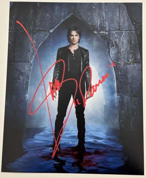 Ian Somerhalder aka Damon Salvatore original autograph on 8x10 Vampire Diaries photo 