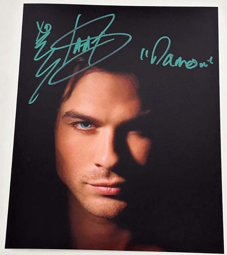 Ian Somerhalder aka Damon Salvatore original autograph on 8x10 Vampire Diaries photo 